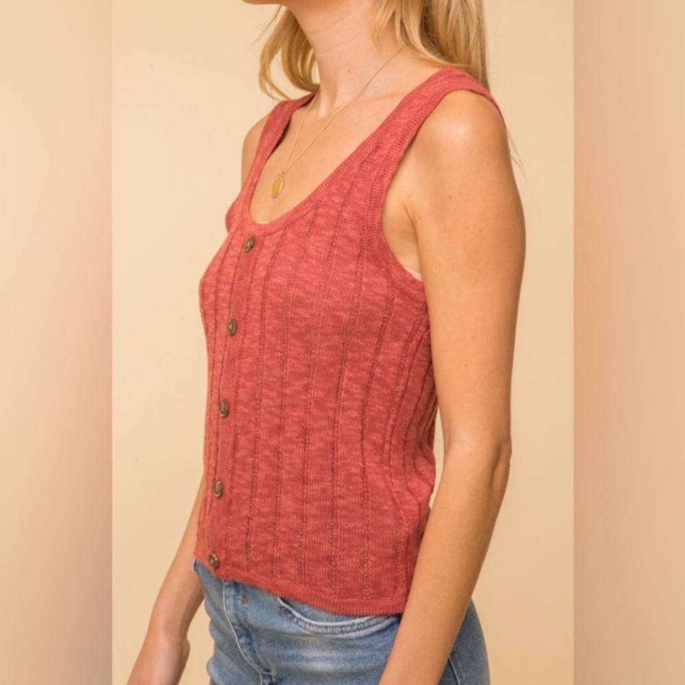NEW Hem & Thread Ribbed Sweater Top Rose Large - Picture 2 of 3